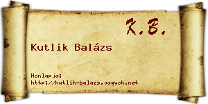 Kutlik Balázs névjegykártya