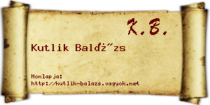 Kutlik Balázs névjegykártya